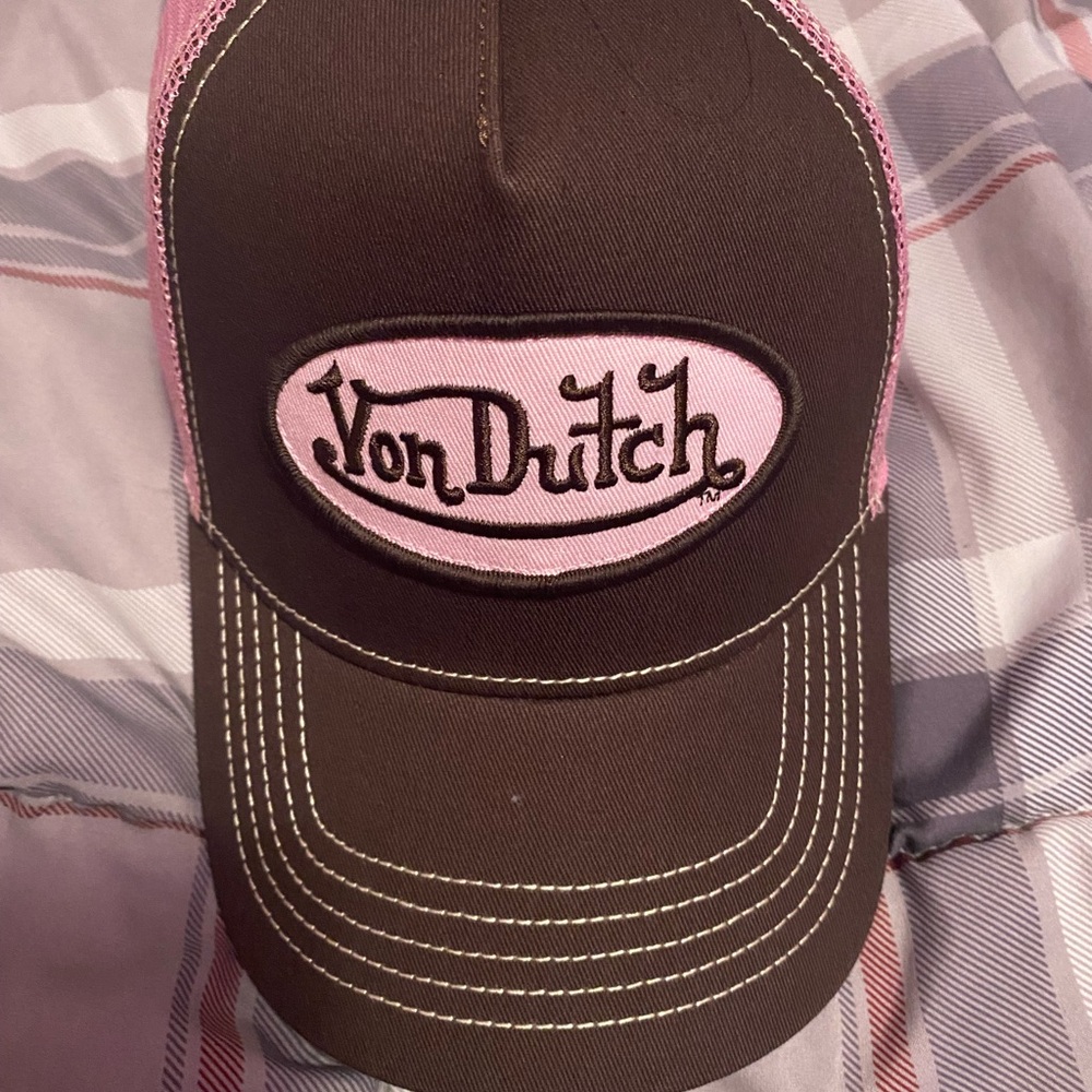 Von Dutch Dark Brown Cap with Pink Logo